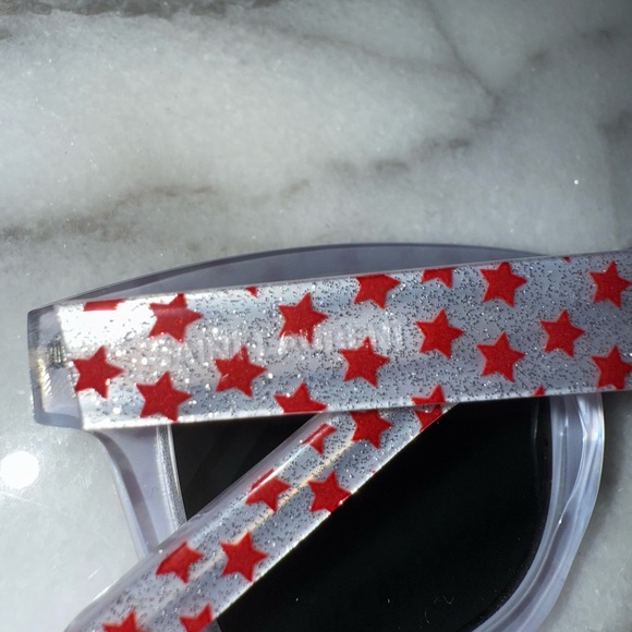 Saint Laurent Square SL 51 Star Prints White Red Unisex Sunglasses - Picture 7 of 9